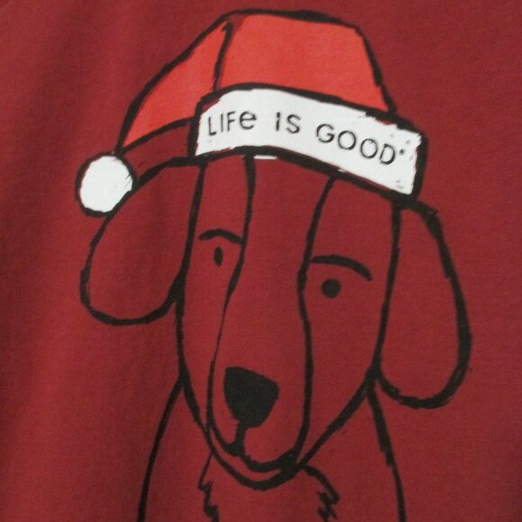 Life Is Good NWOT boys long sleeve Christmas tee with dog head size M (7-8) - Picture 2 of 7